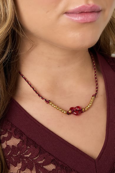 Polyester Beaded Necklaces Heart Casual Daily Simple Series Women's jewelry h5 Picture3